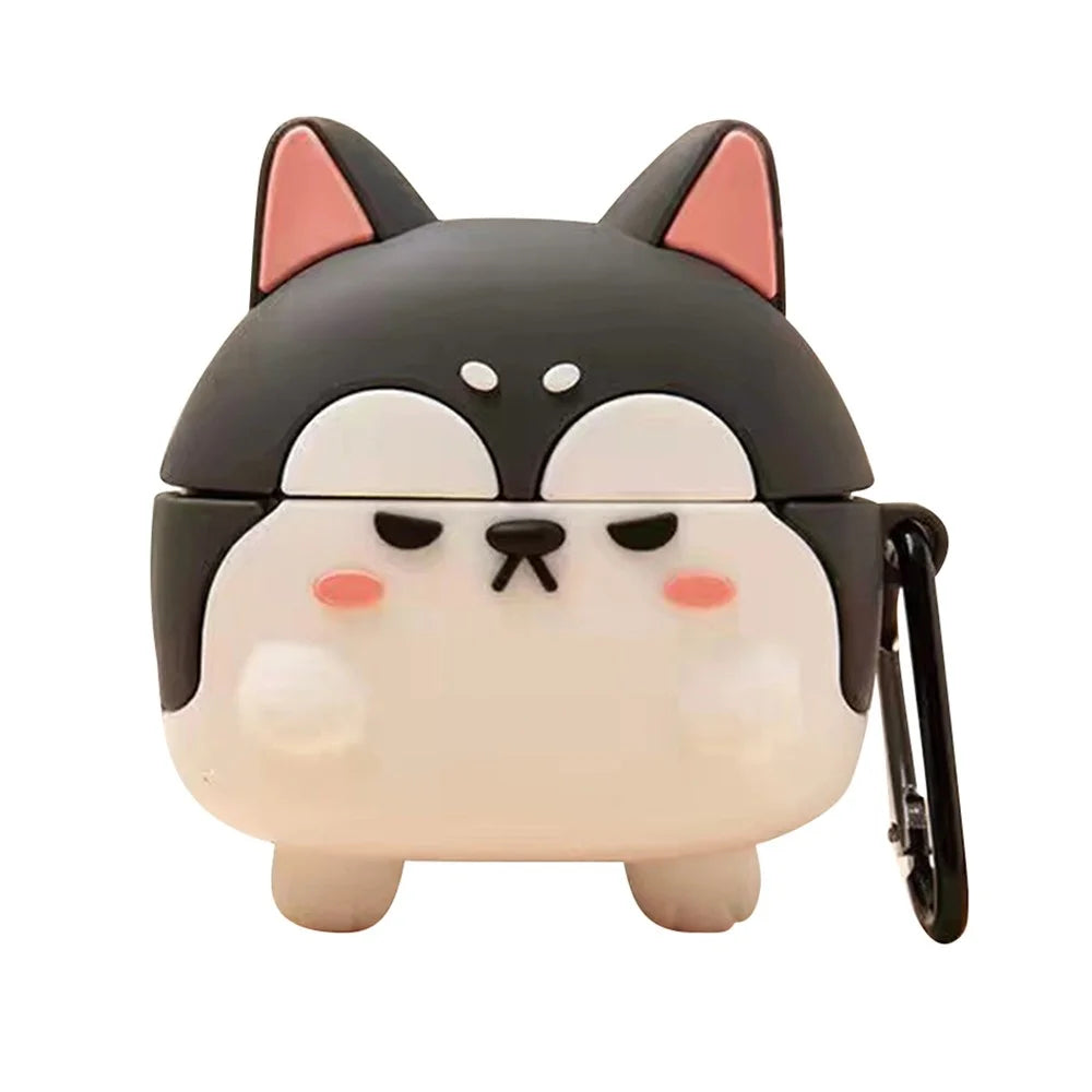 For Edifier X6 Bluetooth-compatible Earphone Silicone Case Cartoon Protective Cover with Carabiner - Husky - 1