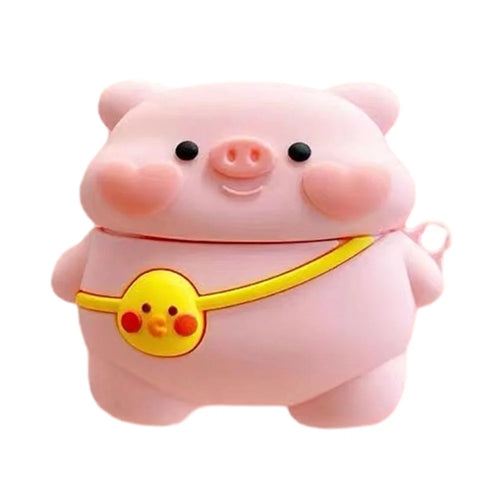 For Oppo Enco Air2 Bluetooth-compatible Earphone Cover Lovely Cartoon Silicone Dust-Proof Case - Pig with Bag - 1