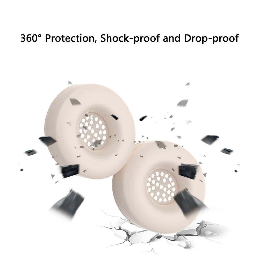 1 Pair Earpad Silicone Case for Beats Solo 4 On-Ear Headphone Cushion Protective Cover - Beige - 3