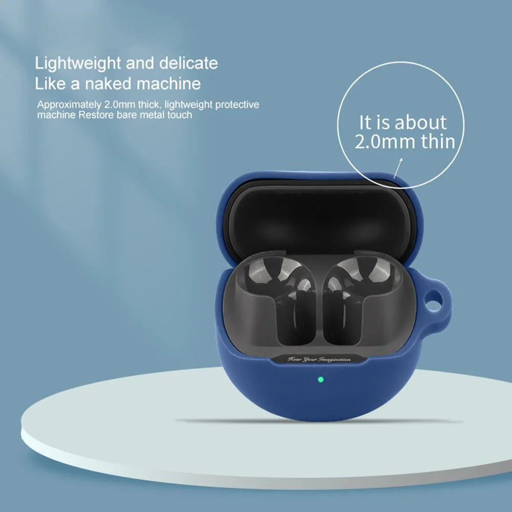 For SoundPEATS Air5 Earphone Silicone Case Earbud Cover with Anti-Loss Hanging Buckle - Dark Blue - 2