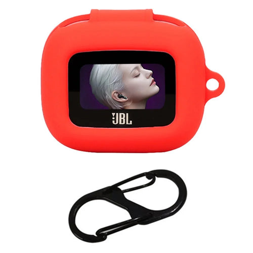 For JBL Live Flex 3 Case Anti-Drop Earphone Silicone Cover with Hanging Buckle - Red - 1