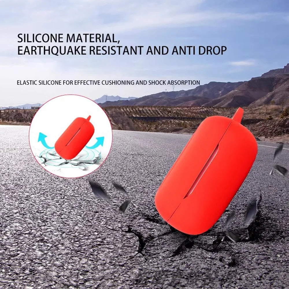 For JBL Live Flex 3 Case Anti-Drop Earphone Silicone Cover with Hanging Buckle - Red - 4