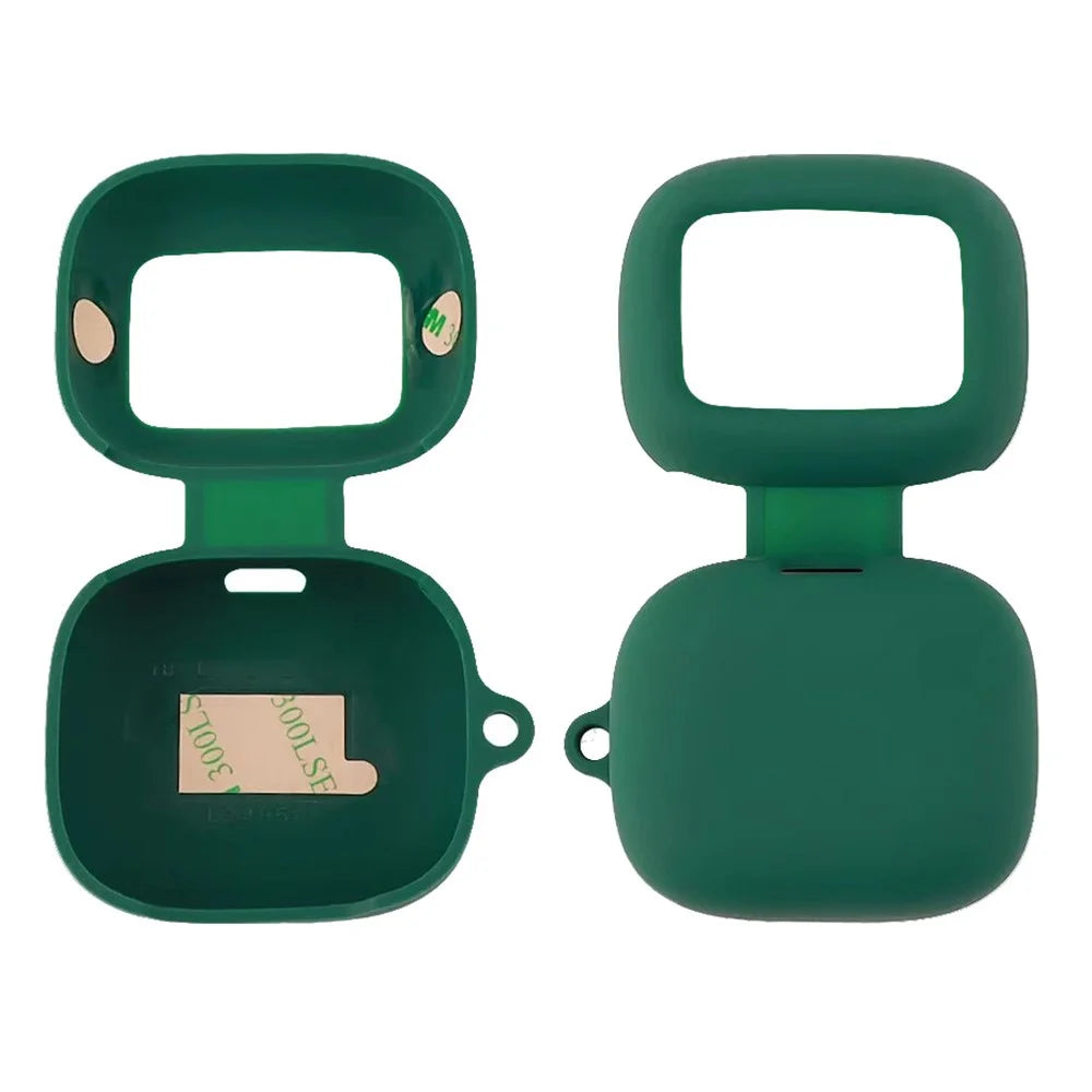 For JBL Live Buds 3 Earbuds Case Silicone Protective Cover with Anti-Lost Buckle - Blackish Green - 2