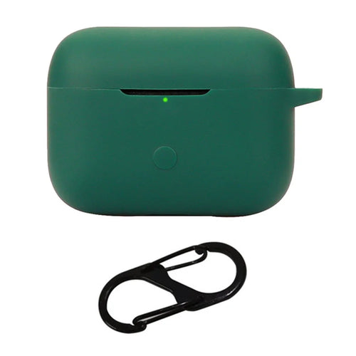 For Marshall Motif II A.N.C. Earbuds Silicone Carrying Cover with Anti-Lost Buckle - Blackish Green - 1