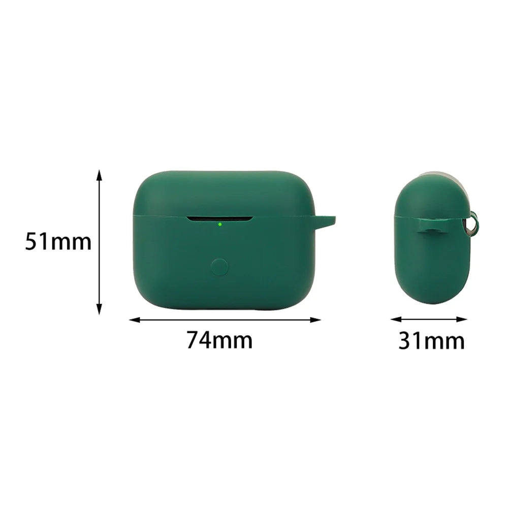 For Marshall Motif II A.N.C. Earbuds Silicone Carrying Cover with Anti-Lost Buckle - Blackish Green - 5