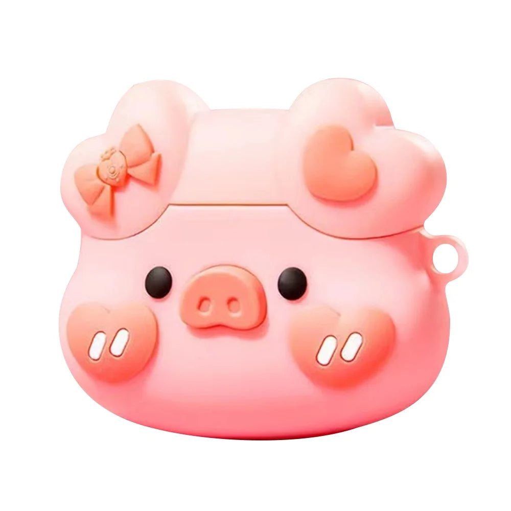 Protective Cover for Lenovo LP19 Cartoon Bluetooth-compatible Earphone Soft Silicone Case - Pig Head - 1
