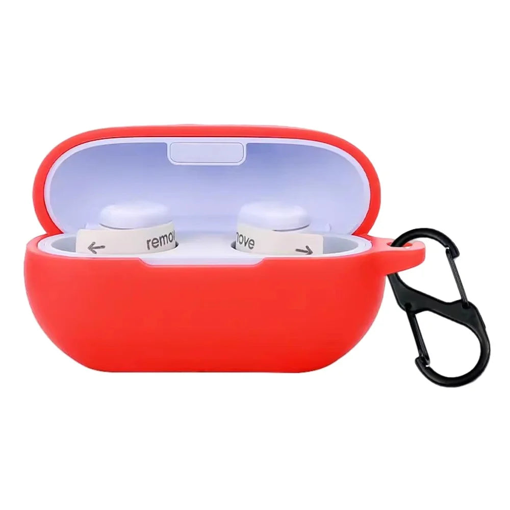 For Beats Solo Buds Earphone Case Anti Dust Silicone Sleeve Cover with Buckle - Red - 2
