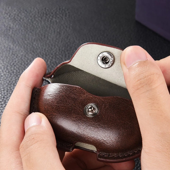 For Xiaomi Redmi Buds 4 Earphone Case PU Leather+PC Bluetooth-compatible Earbud Protective Cover - Dark Brown - 4