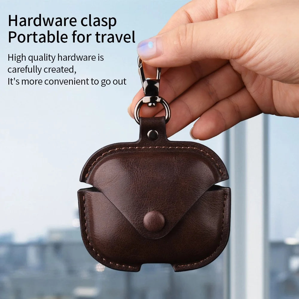 For Xiaomi Redmi Buds 5 Earphone Case PU Leather+PC Bluetooth-compatible Earbud Protective Cover - Dark Brown - 2