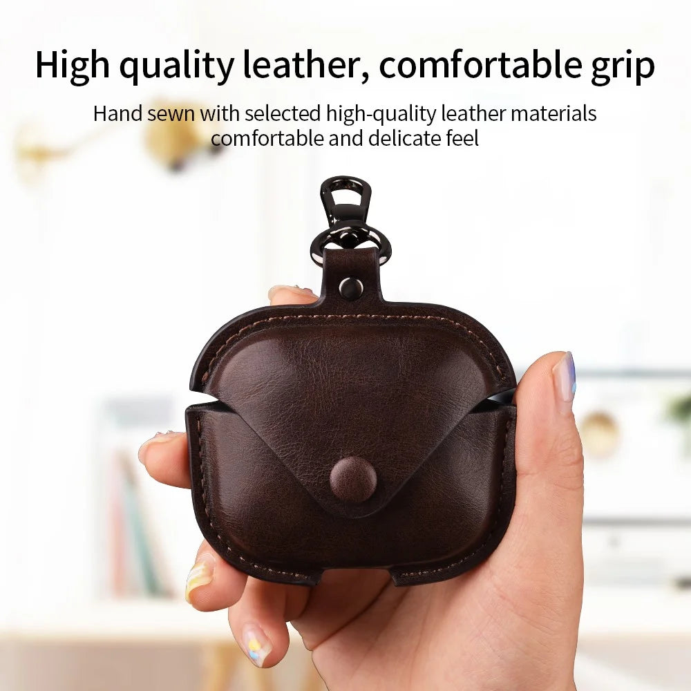 For Xiaomi Redmi Buds 5 Earphone Case PU Leather+PC Bluetooth-compatible Earbud Protective Cover - Dark Brown - 3