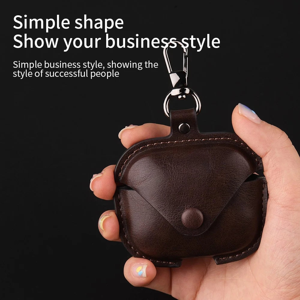 For Xiaomi Redmi Buds 5 Earphone Case PU Leather+PC Bluetooth-compatible Earbud Protective Cover - Dark Brown - 4