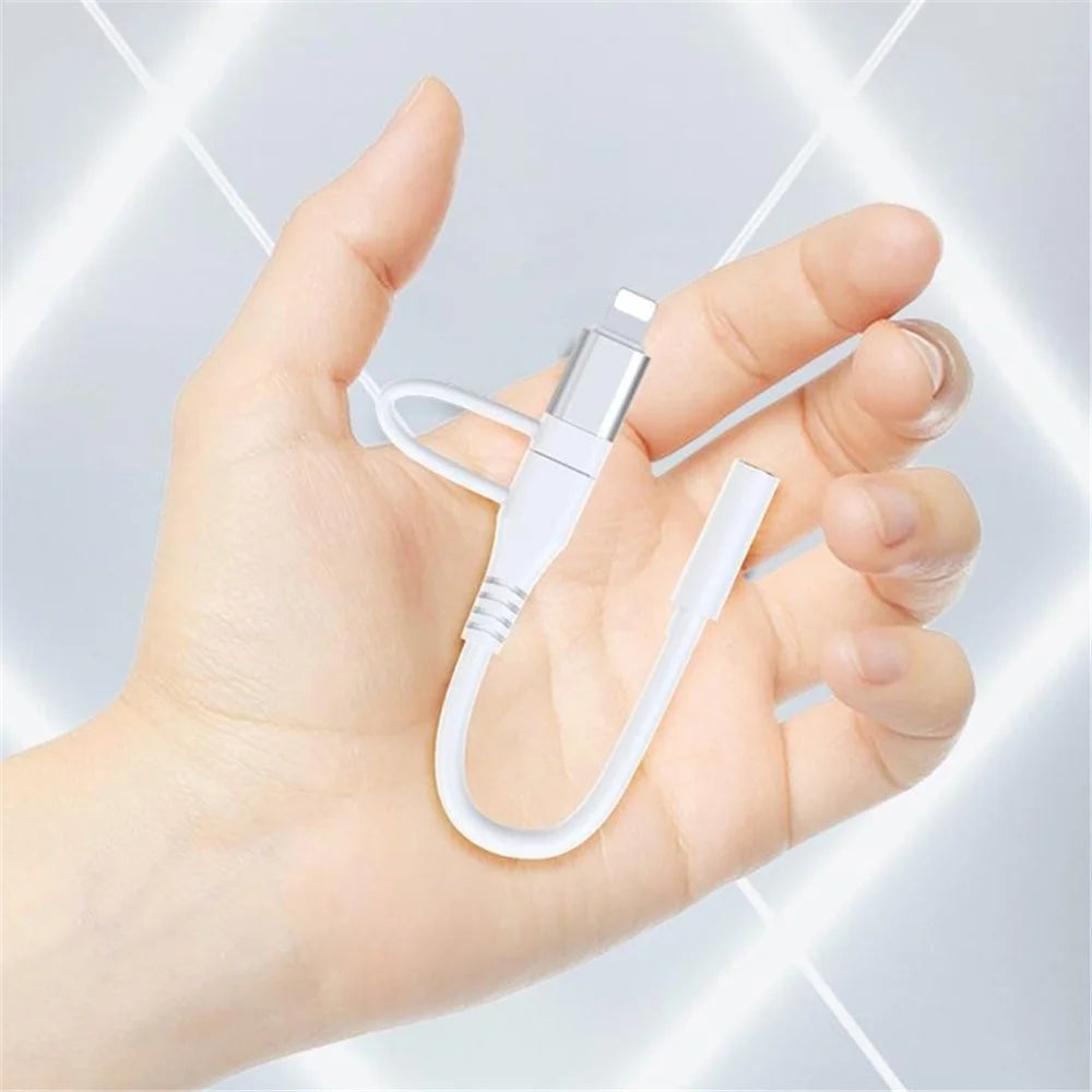 Type-C / 8-Pin Male to 3.5mm Female 2-in-1  Audio Cable Digital Chip Headphone Connection Adapter Cable - White - 7