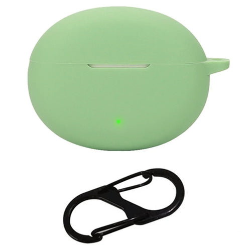 For OnePlus Nord Buds 3 Pro Case Soft Silicone Shockproof Earphone Sleeve Cover with Buckle - Matcha Green - 1