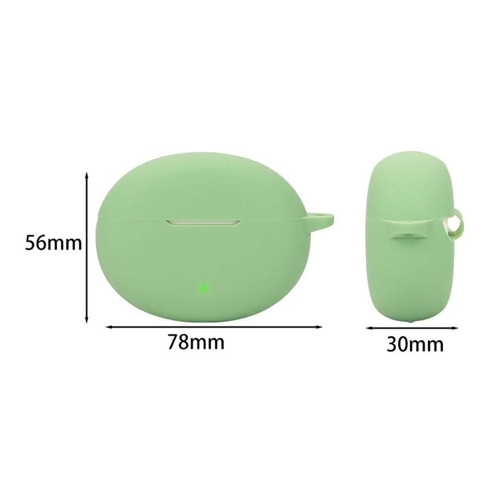 For OnePlus Nord Buds 3 Pro Case Soft Silicone Shockproof Earphone Sleeve Cover with Buckle - Matcha Green - 7