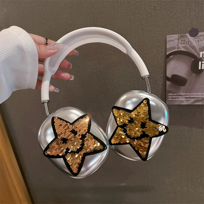 1Pair Protective Case for AirPods Max with USB-C / Max Headset TPU Sleeve Star Electroplated - Gold - 2