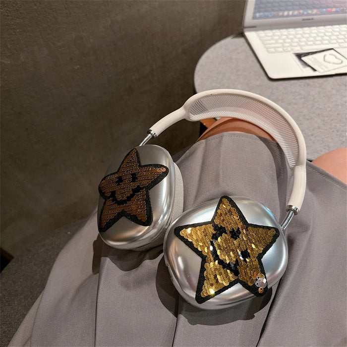 1Pair Protective Case for AirPods Max with USB-C / Max Headset TPU Sleeve Star Electroplated - Gold - 4