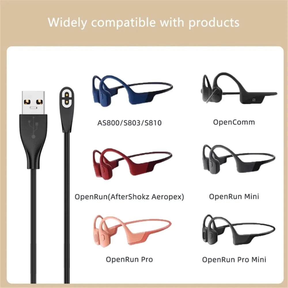 For Shokz OpenComm / AS800 / AS810 / AS700 / AS660 / S661 Bone Conduction Earphone 1m USB A Plug Charging Cable Magnetic Charger - 5