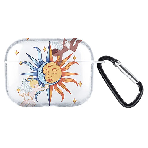 For Apple AirPods Pro Charging Case Cover Pattern Print TWS Earbuds TPU Case - Sun Angel  /  Transparent - 1