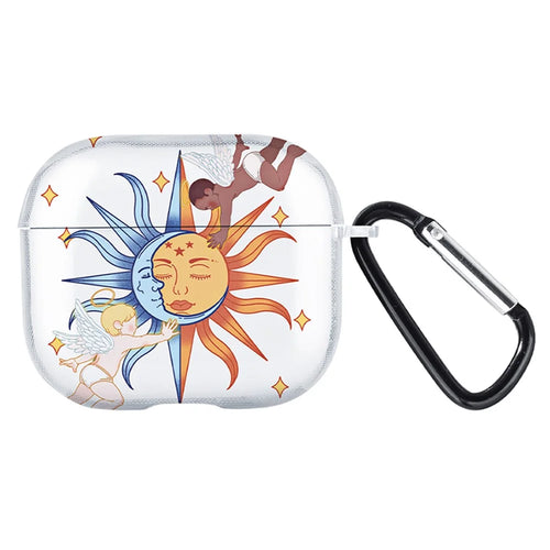 For Apple AirPods 3 Charging Case Cover Bluetooth-compatible Earbuds TPU Case Pattern Print - Sun Angel / Transparent - 1