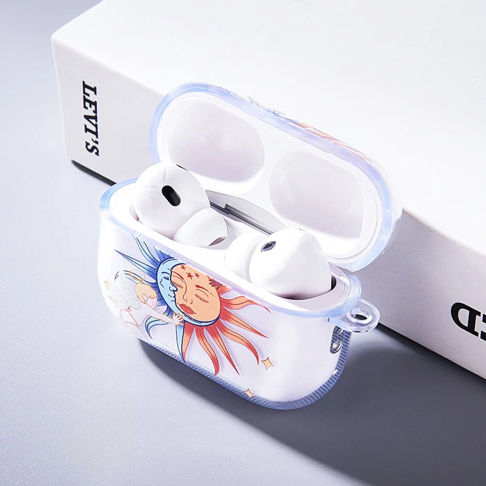 For Apple AirPods 3 Charging Case Cover Bluetooth-compatible Earbuds TPU Case Pattern Print - Sun Angel / Transparent - 2