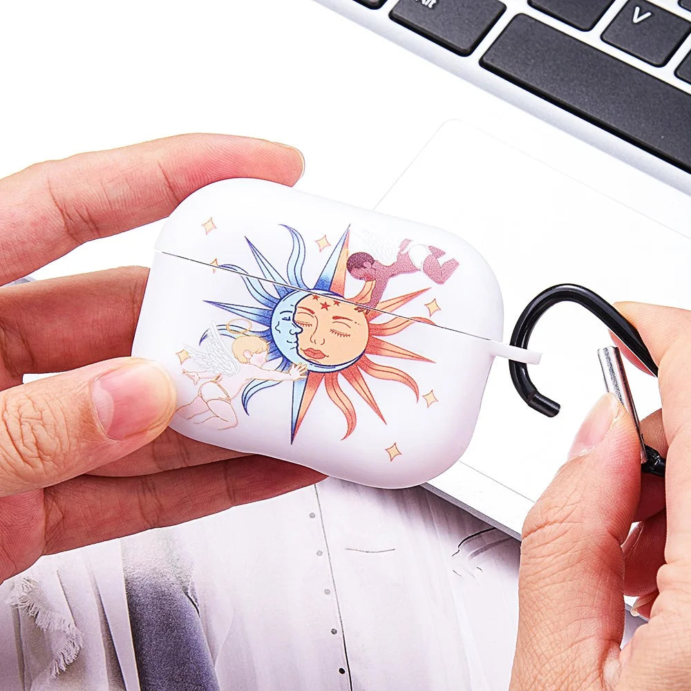 For Apple AirPods 3 Charging Case Cover Bluetooth-compatible Earbuds TPU Case Pattern Print - Sun Angel / Transparent - 3