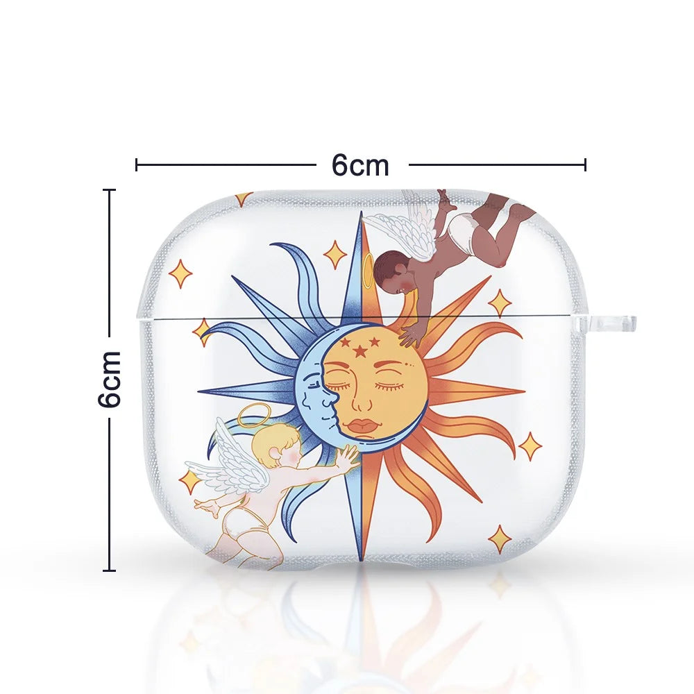 For Apple AirPods 3 Charging Case Cover Bluetooth-compatible Earbuds TPU Case Pattern Print - Sun Angel / Transparent - 6
