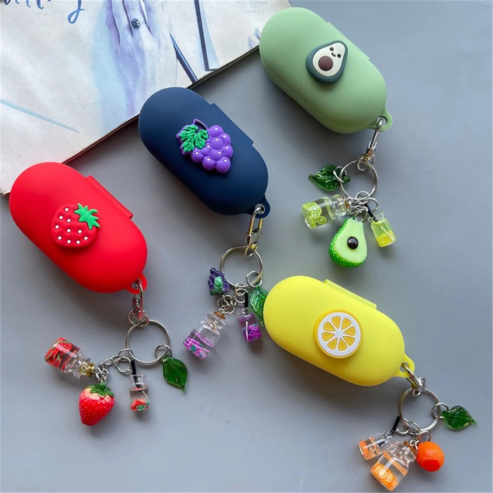 For Xiaomi Openwear Stereo Bluetooth-compatible Earphones Cartoon Fruit Silicone Case with Pendant - Strawberry - 3