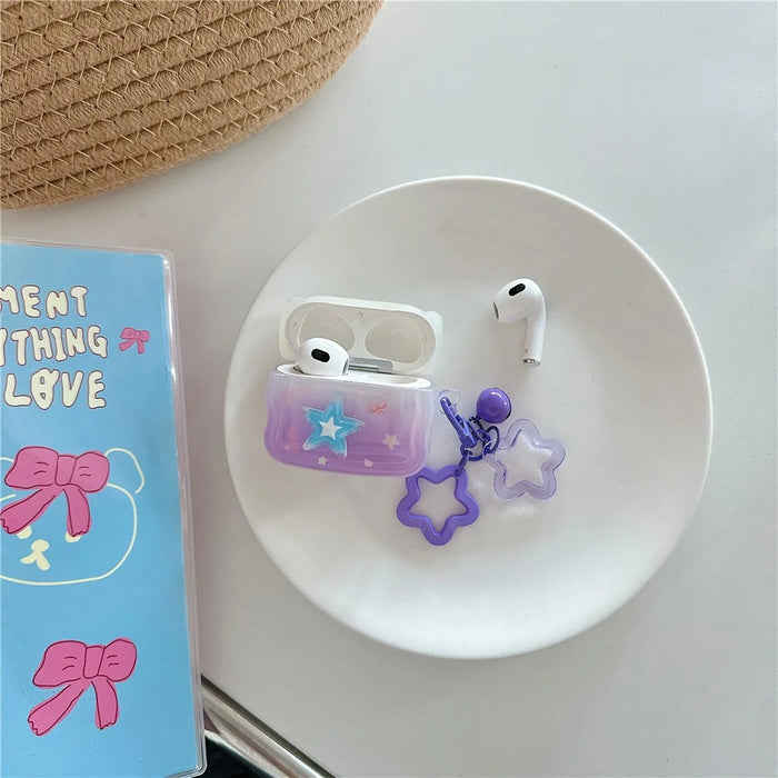 For Apple AirPods 3 Bluetooth-compatible Earphones Cover Star Design TPU Case with Pendant - 2