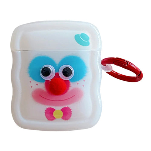 For Apple AirPods with Wireless Charging Case (2019) / AirPods with Charging Case (2019) / (2016) Colorful Clown TPU Case with Ring Buckle - 1