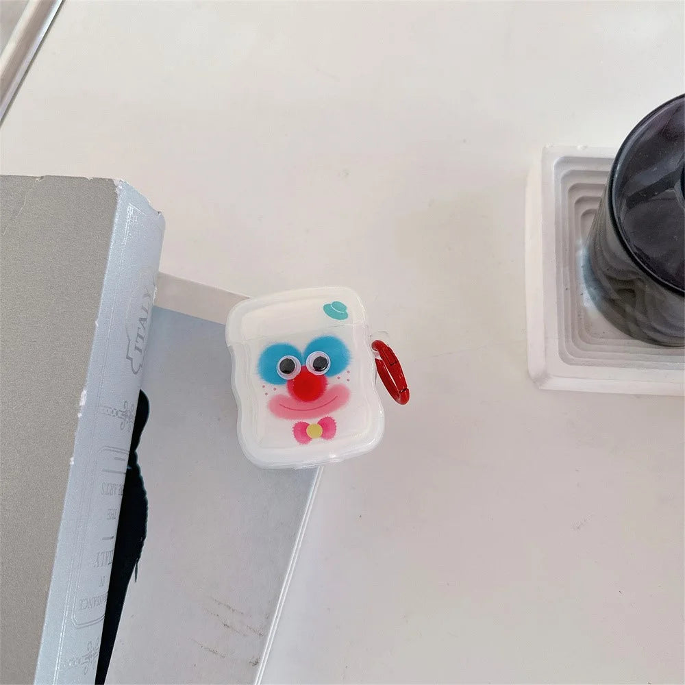 For Apple AirPods with Wireless Charging Case (2019) / AirPods with Charging Case (2019) / (2016) Colorful Clown TPU Case with Ring Buckle - 2