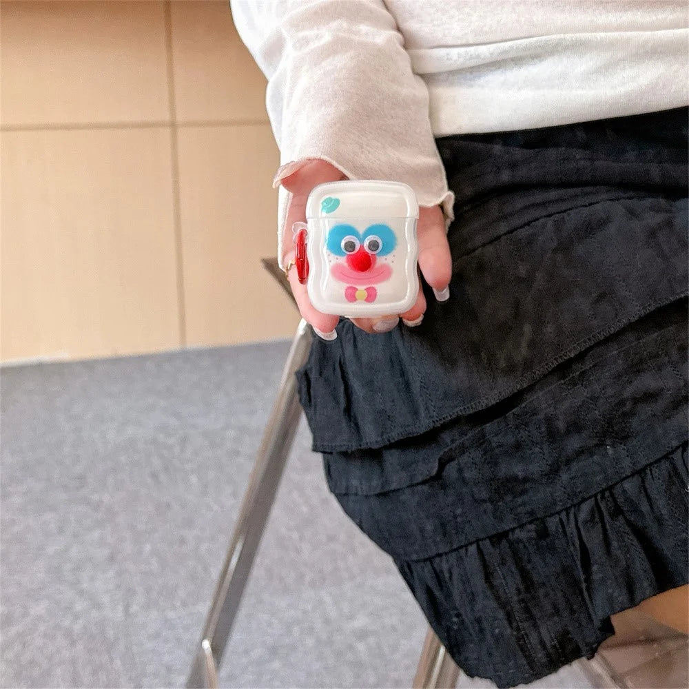For Apple AirPods with Wireless Charging Case (2019) / AirPods with Charging Case (2019) / (2016) Colorful Clown TPU Case with Ring Buckle - 4