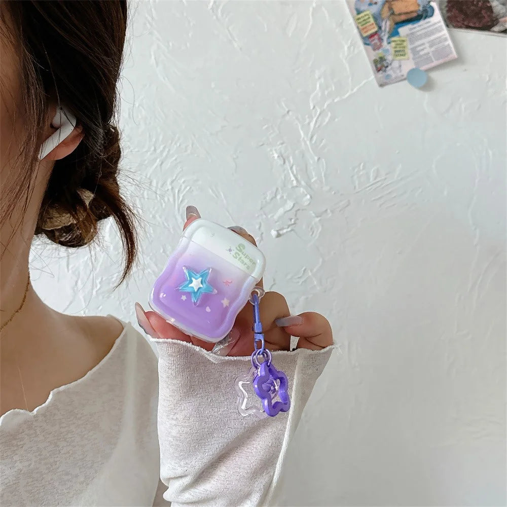 For Apple AirPods with Wireless Charging Case (2019) / AirPods with Charging Case (2019) / (2016) Star Design TPU Case with Pendant - 2