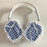 1Pair For AirPods Max Shockproof Case Fabric+TPU Headset Protector Grids Pattern Lace-Edge Design - Blue - 1