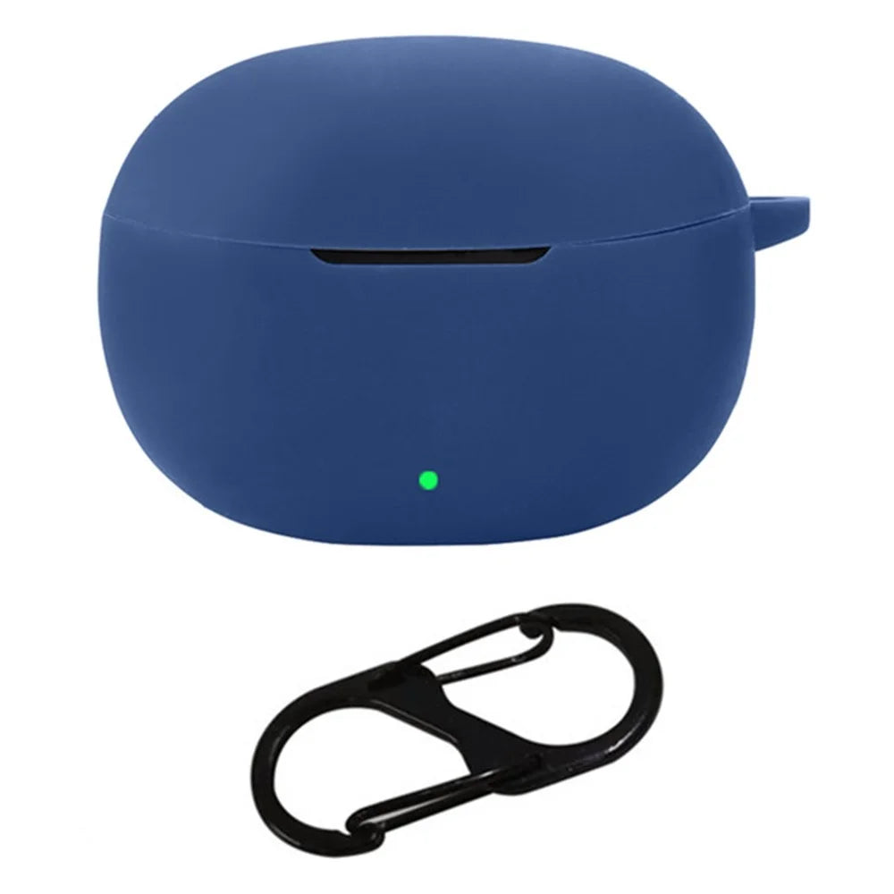 For vivo iQOO TWS 1i Case Soft Silicone Bluetooth-compatible Earphone Protective Cover with Buckle - Dark Blue - 1