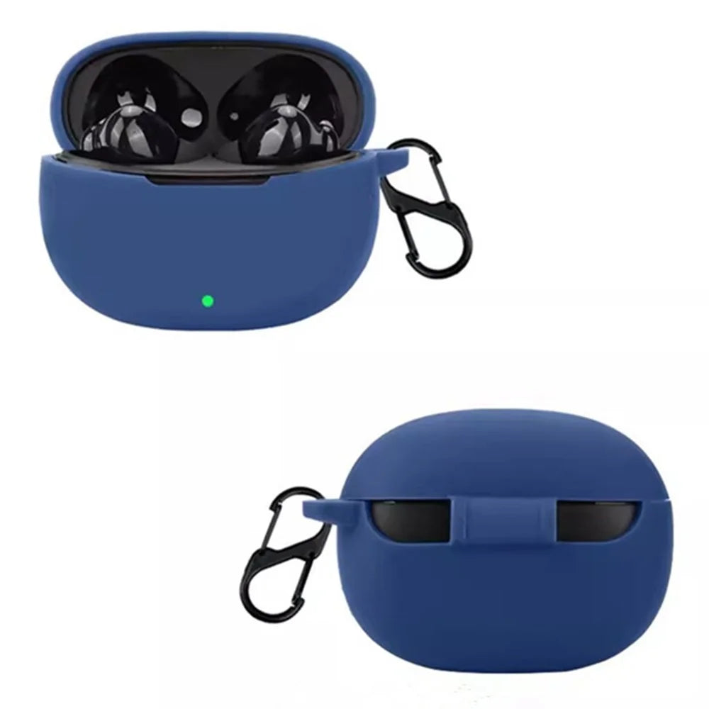 For vivo iQOO TWS 1i Case Soft Silicone Bluetooth-compatible Earphone Protective Cover with Buckle - Dark Blue - 2