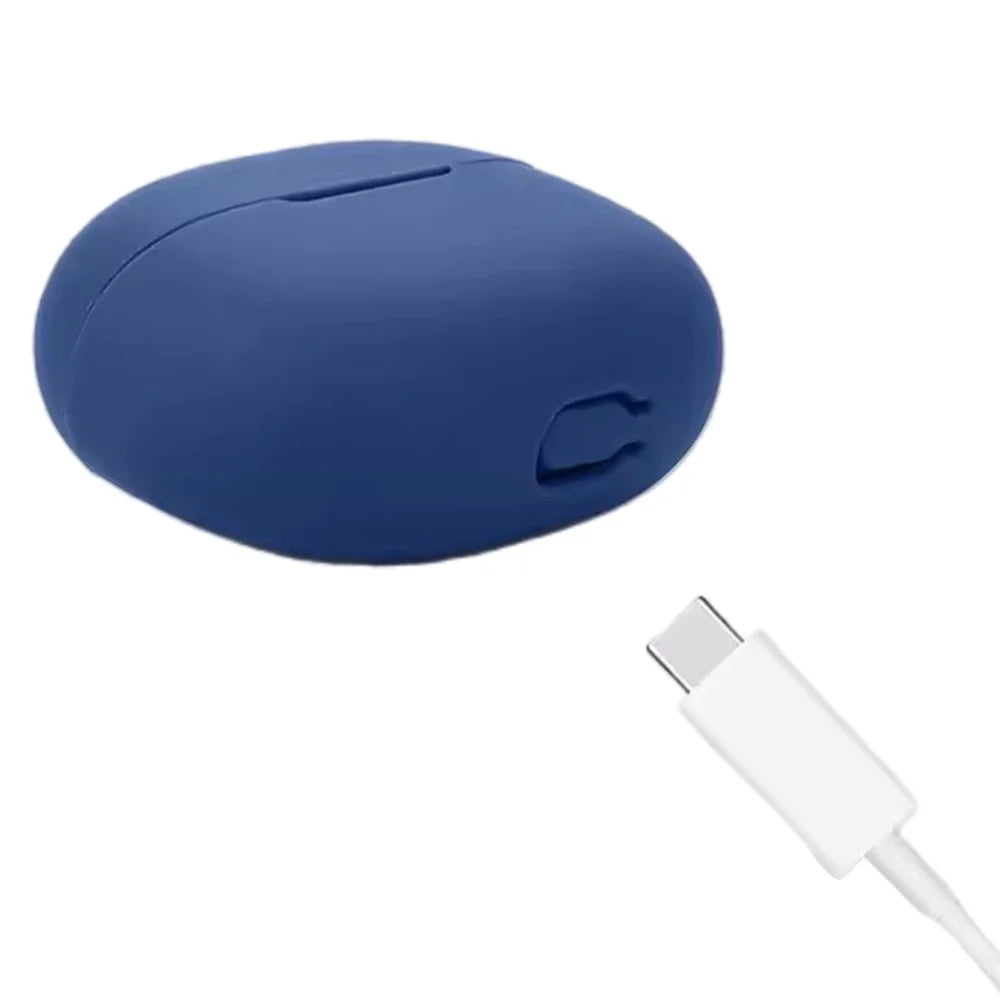 For vivo iQOO TWS 1i Case Soft Silicone Bluetooth-compatible Earphone Protective Cover with Buckle - Dark Blue - 3