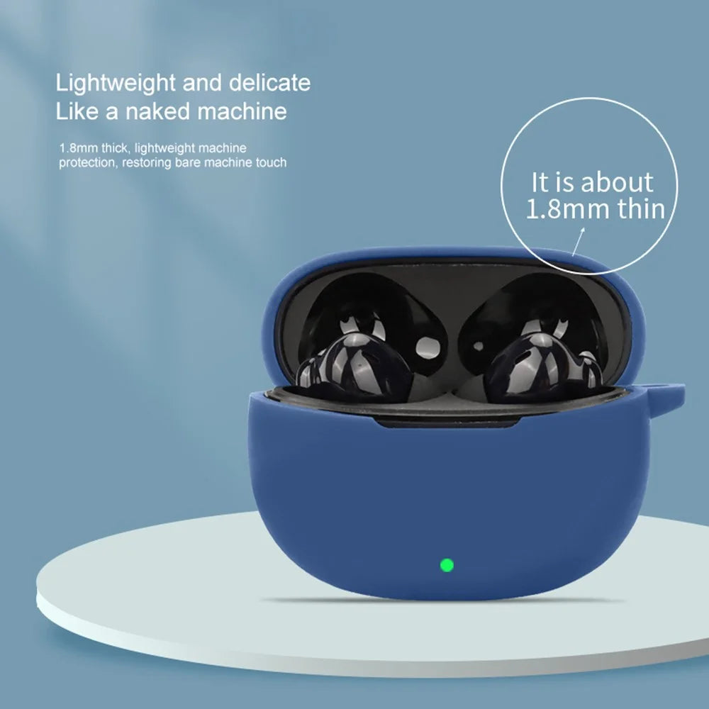 For vivo iQOO TWS 1i Case Soft Silicone Bluetooth-compatible Earphone Protective Cover with Buckle - Dark Blue - 4
