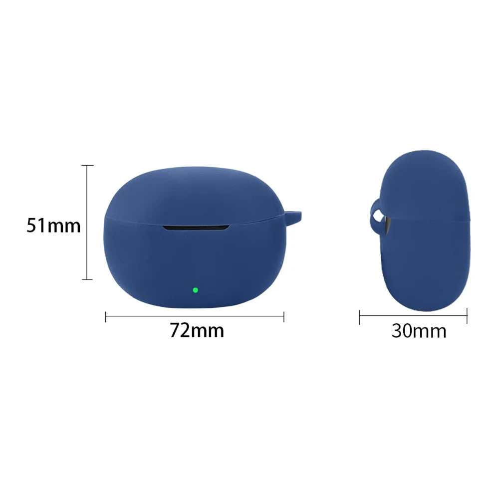 For vivo iQOO TWS 1i Case Soft Silicone Bluetooth-compatible Earphone Protective Cover with Buckle - Dark Blue - 5