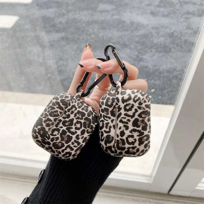 For Apple AirPods 3 Silicone Case with Buckle Leopard Print Pattern TWS Earbuds Charging Case Cover - 2