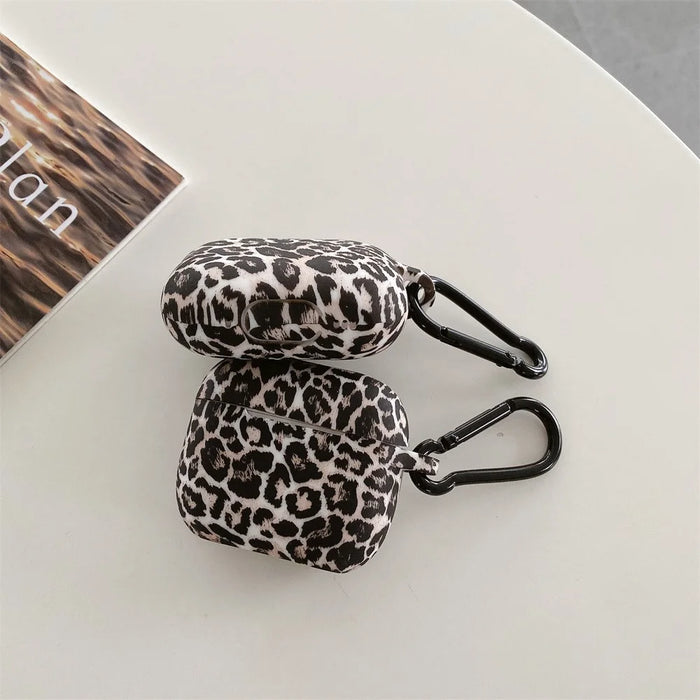 For Apple AirPods 3 Silicone Case with Buckle Leopard Print Pattern TWS Earbuds Charging Case Cover - 4