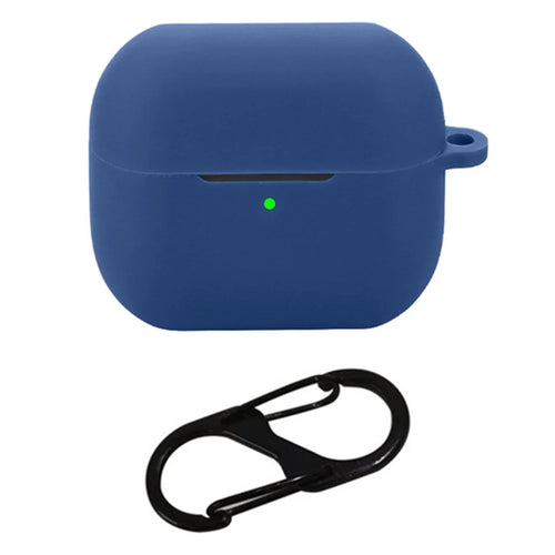 For Samsung Galaxy Buds3 Silicone Case Bluetooth-compatible Earphone Protective Cover with Anti-Lost Buckle - Dark Blue - 1