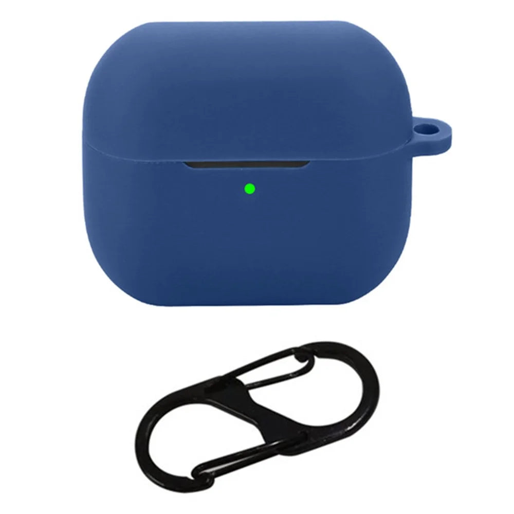 For Samsung Galaxy Buds3 Silicone Case Bluetooth-compatible Earphone Protective Cover with Anti-Lost Buckle - Dark Blue - 1