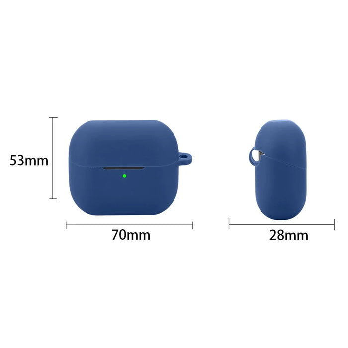For Samsung Galaxy Buds3 Silicone Case Bluetooth-compatible Earphone Protective Cover with Anti-Lost Buckle - Dark Blue - 4