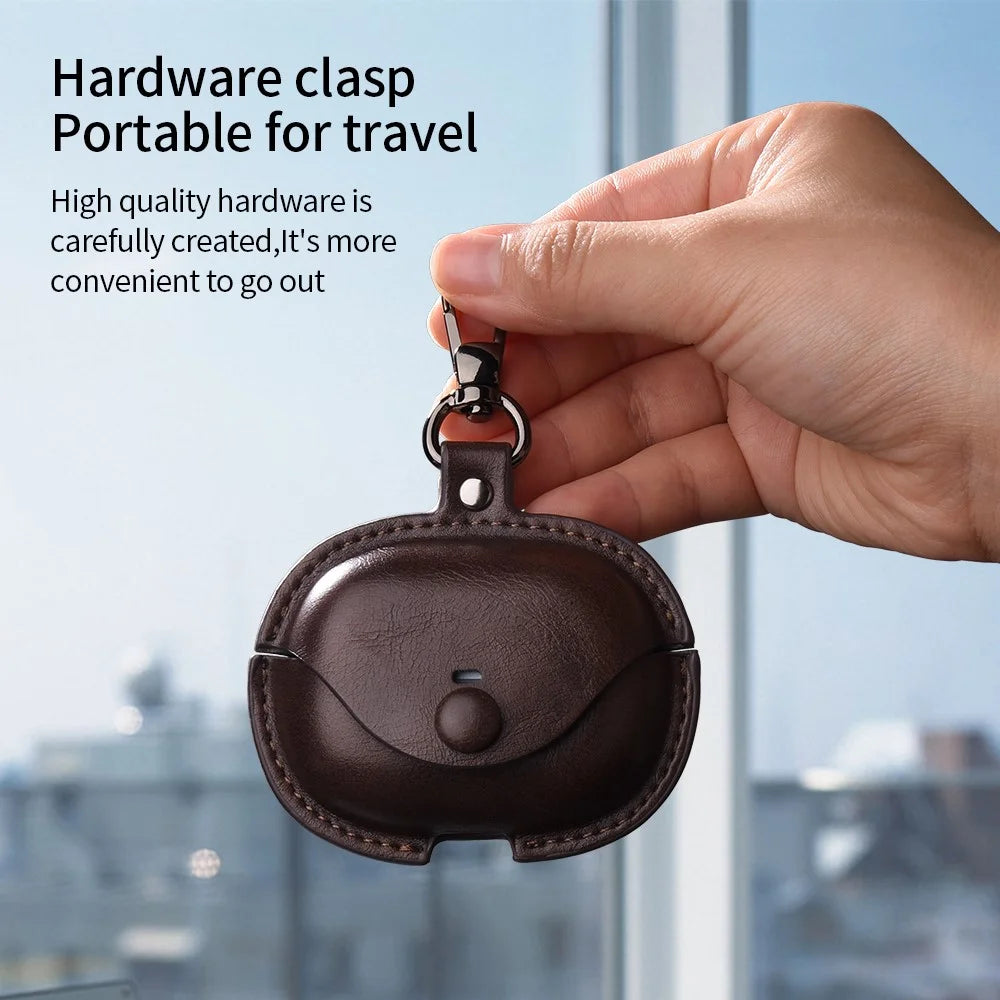 For Xiaomi Redmi Buds 5 Pro Charging Case Cover PU+PC Bluetooth-compatible Headset Protector - Brown - 4