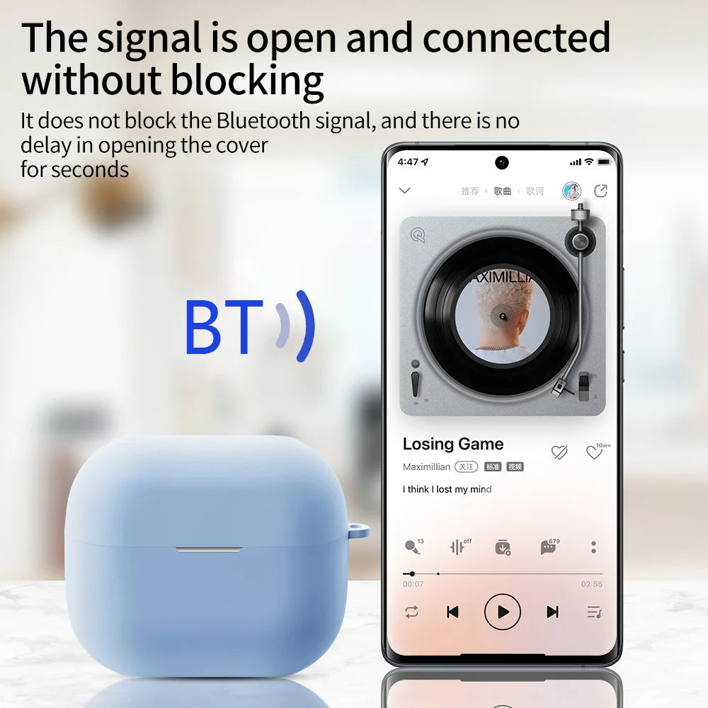 For Samsung Galaxy Buds3 / Buds3 Pro Silicone Case Bluetooth-compatible Earphone Cover with Carabiner - Blue - 3
