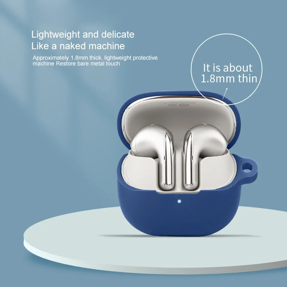 For Xiaomi Buds 5 Case Bluetooth-compatible Earphone Silicone Skin Cover with Anti-Lost Buckle - Dark Blue - 4