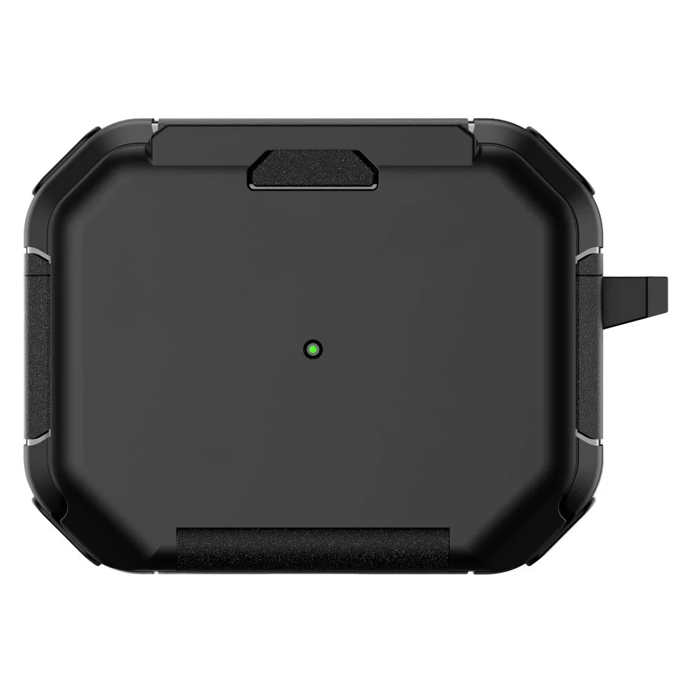 For AirPods Pro 2 Case PC+TPU Flip Stand Bluetooth-compatible Earphone Anti-Drop Cover with Carabiner - Black - 1