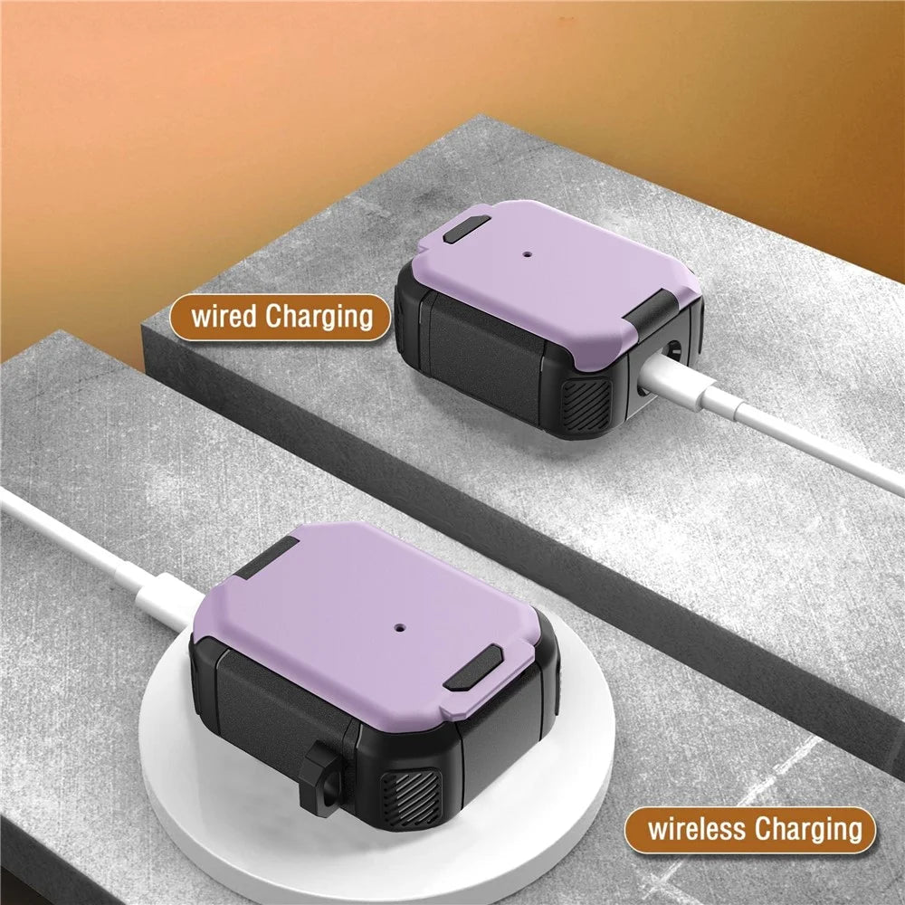 For Apple AirPods with Wireless Charging Case (2019) / AirPods with Charging Case (2019) / (2016) Case PC+TPU Cover - Purple - 2