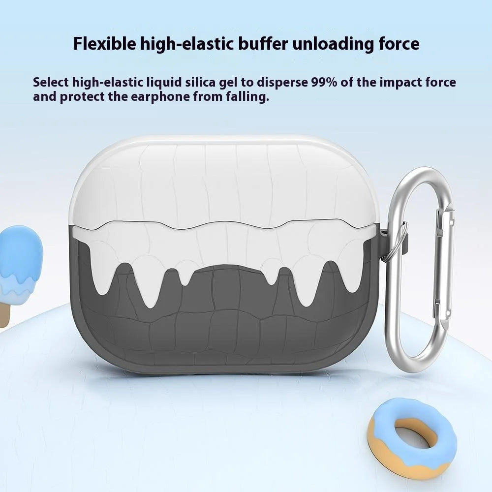 For Apple AirPods Pro 2 / AirPods Pro Bluetooth-compatible Earphones Soft Silicone Protective Case with Hanging Buckle - Dark Grey - 2