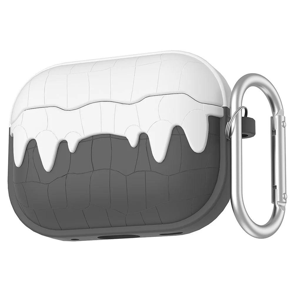 For Apple AirPods 3 Bluetooth-compatible Earphones Soft Silicone Protective Case with Hanging Buckle - Dark Grey - 1